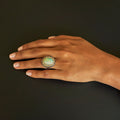 Large Opal Diamond Cluster And Enamel 14k Gold Ring