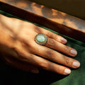Large Opal Diamond Cluster And Enamel 14k Gold Ring