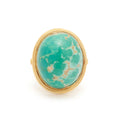 Large Green Turquoise And 18k Gold Ring