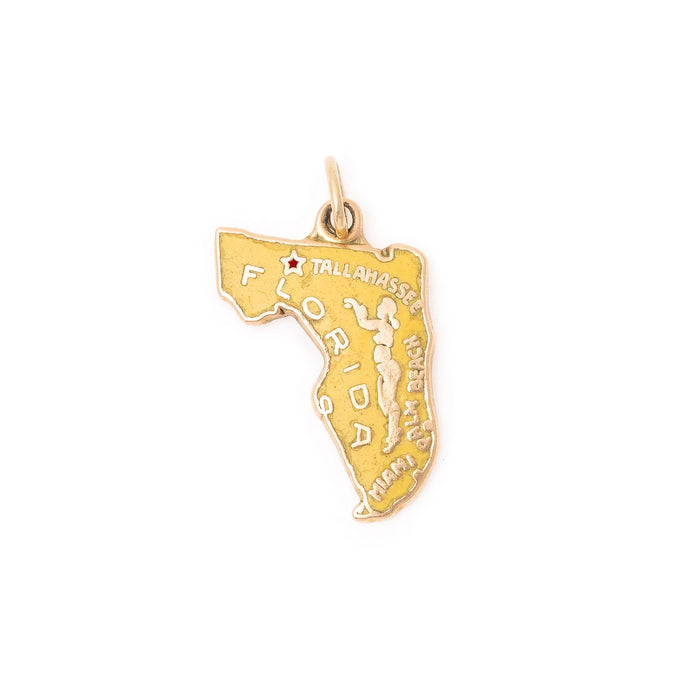 Enamel And 14k Gold Florida Charm