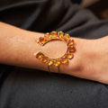 Retro Citrine And 14k Gold Horseshoe Cuff Bracelet