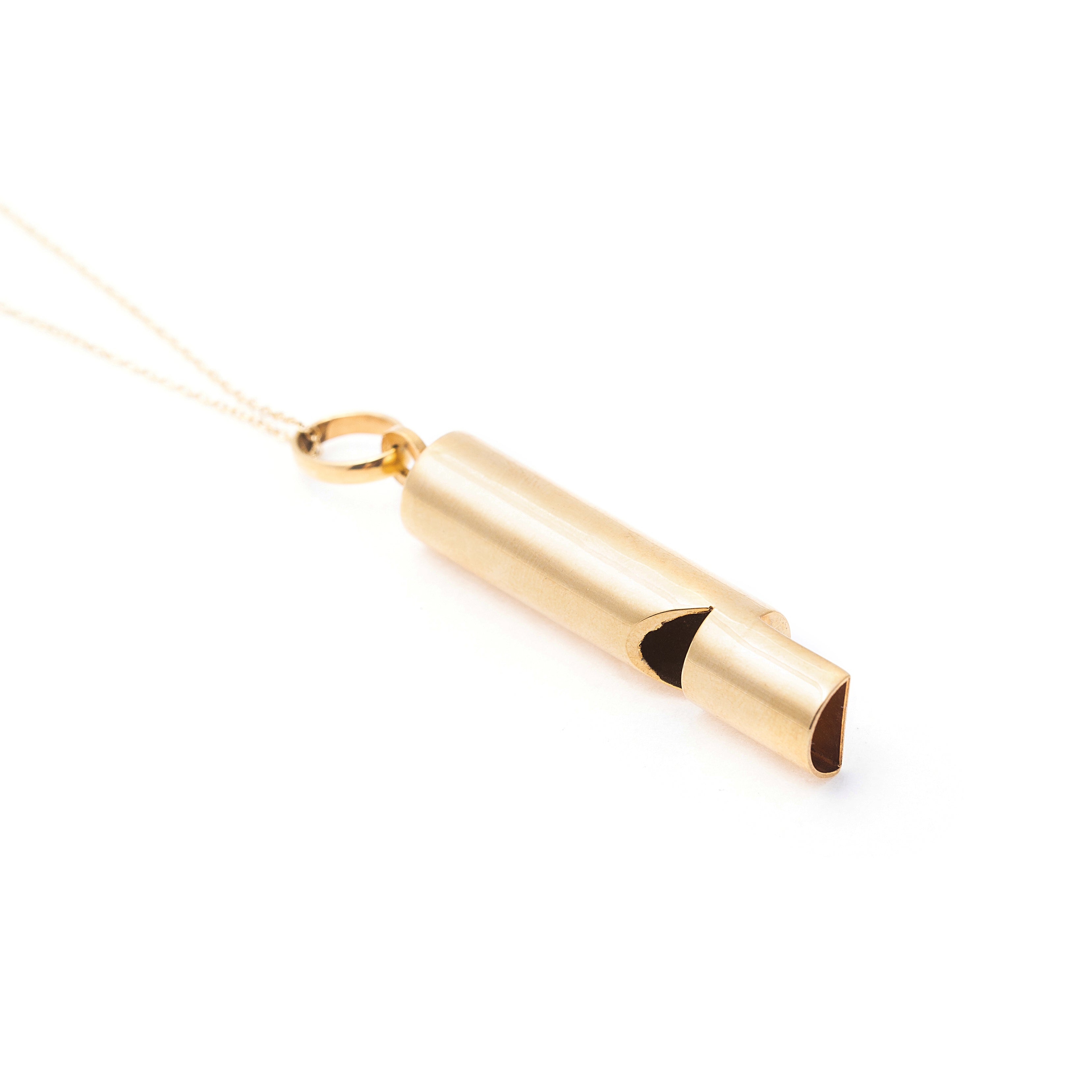 Italian Large Whistle 14k Gold Pendant