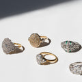 Pave Disc And Pear-Shaped Diamond 14k Gold Ring