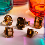 Large Smoky Quartz 14k Gold Cocktail Ring