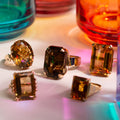 Large Smoky Quartz 14k Gold Cocktail Ring
