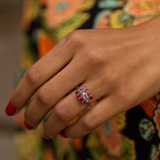 Victorian Ruby, Rose Cut Diamond, and 18K Gold Ring