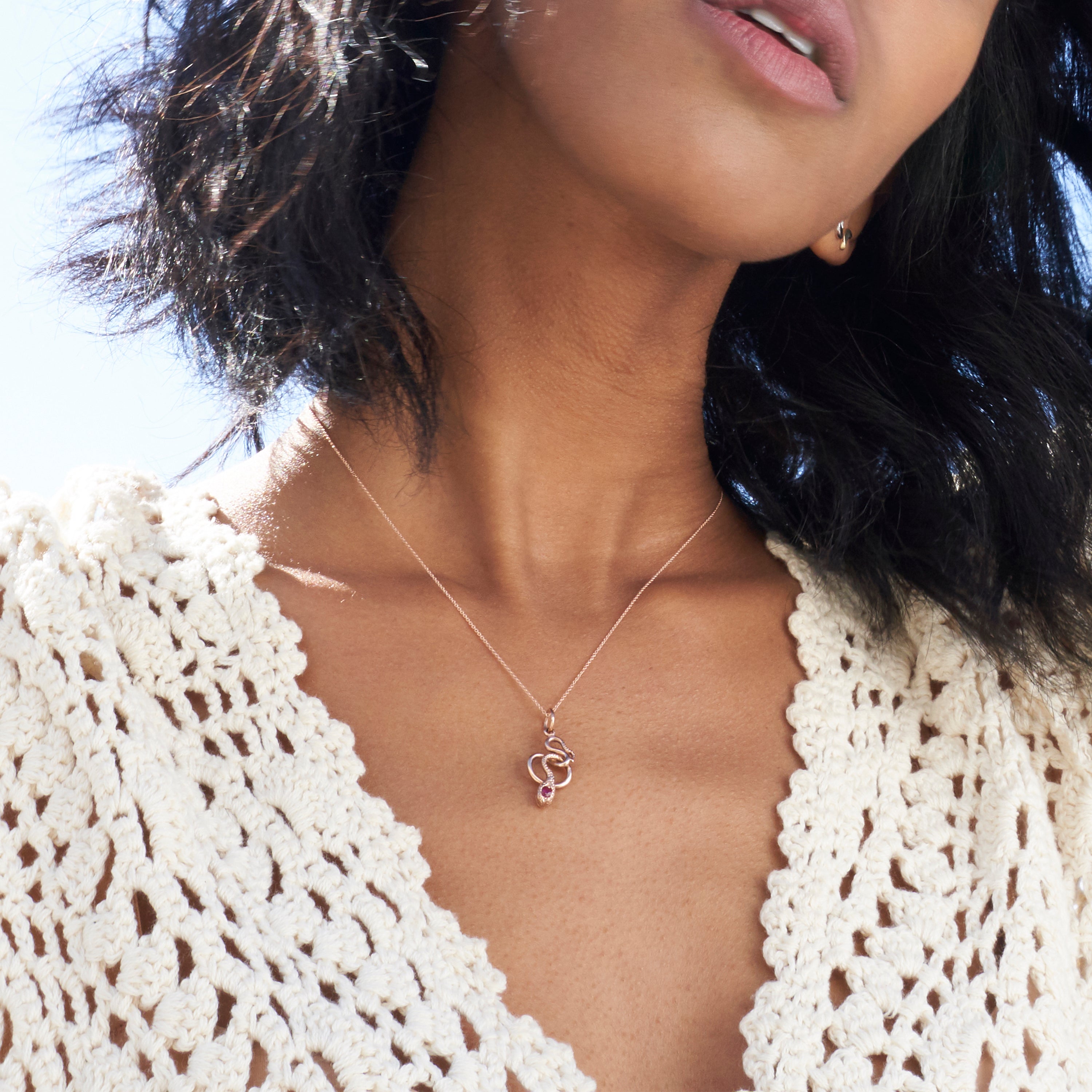 The F&B Rose Gold Snake Charmer Necklace