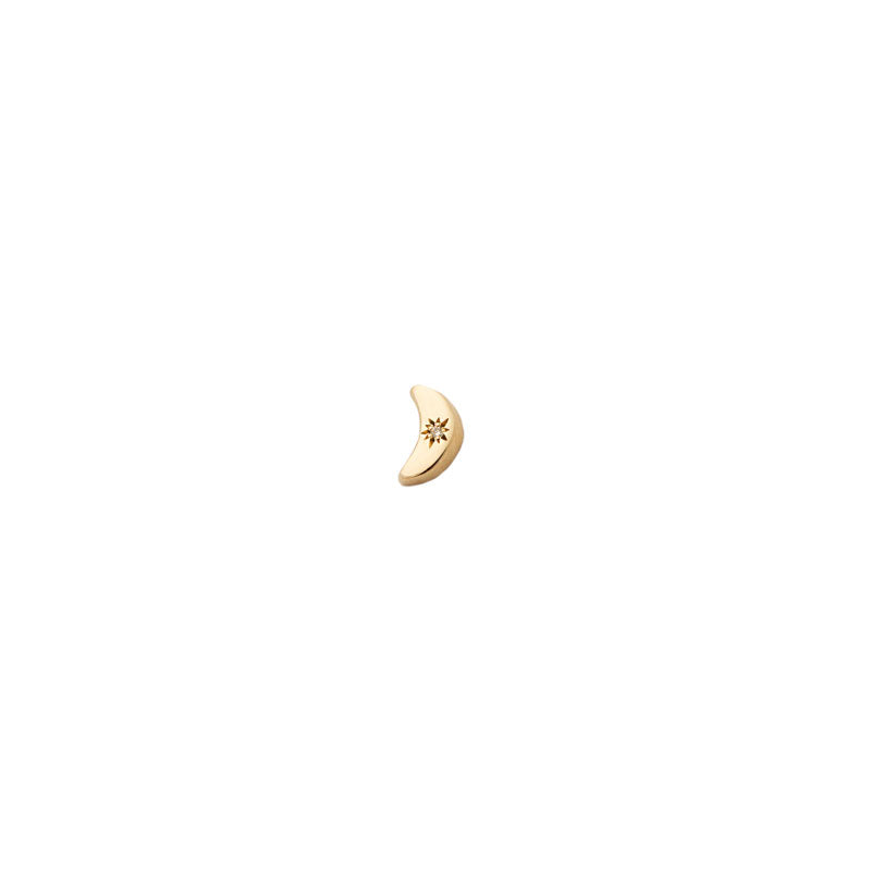 The F&B Diamond Crescent Moon Stud Earring