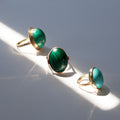Large Green Turquoise And 18k Gold Ring