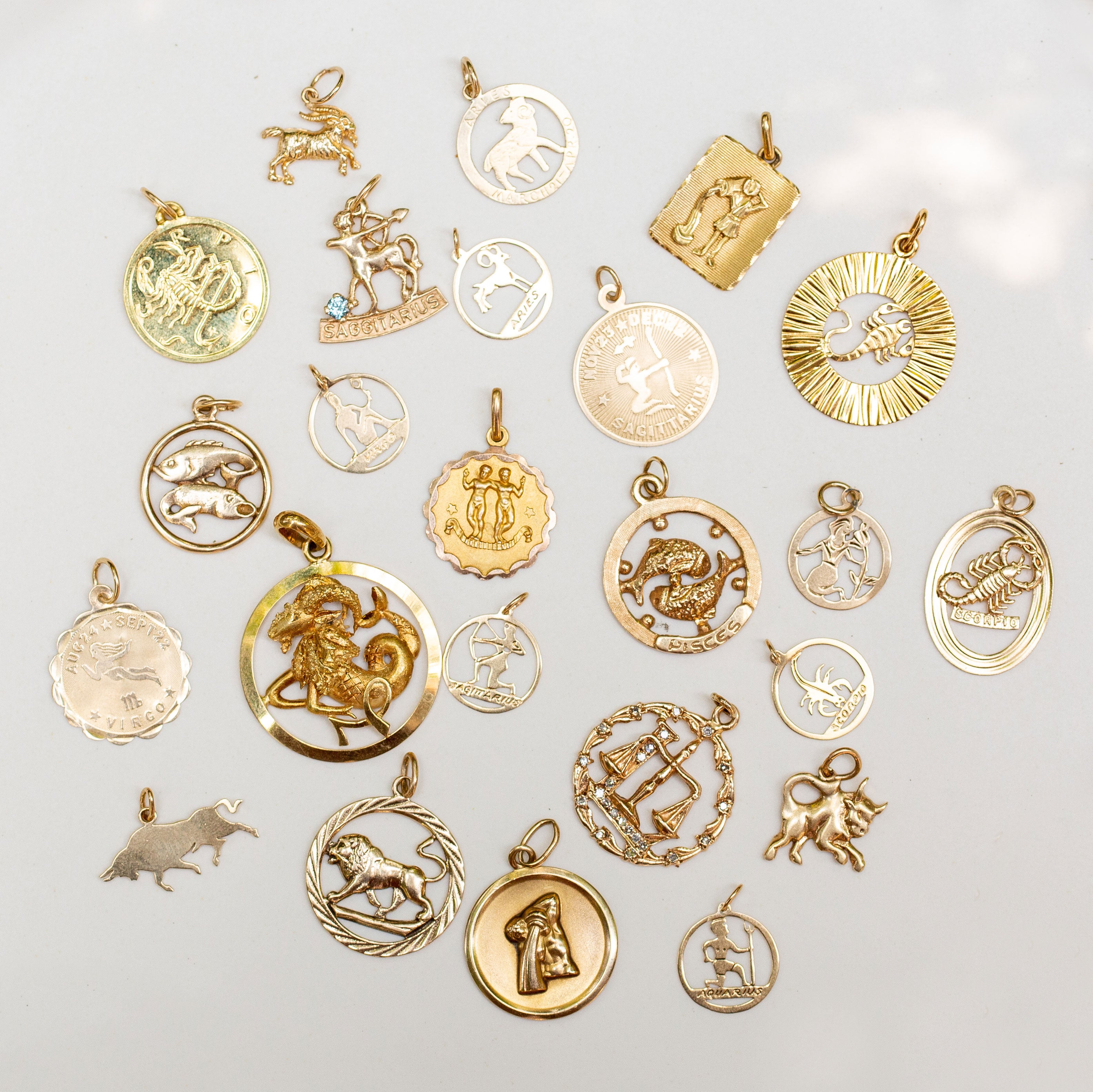 Libra Diamond and 14k Gold Zodiac Charm