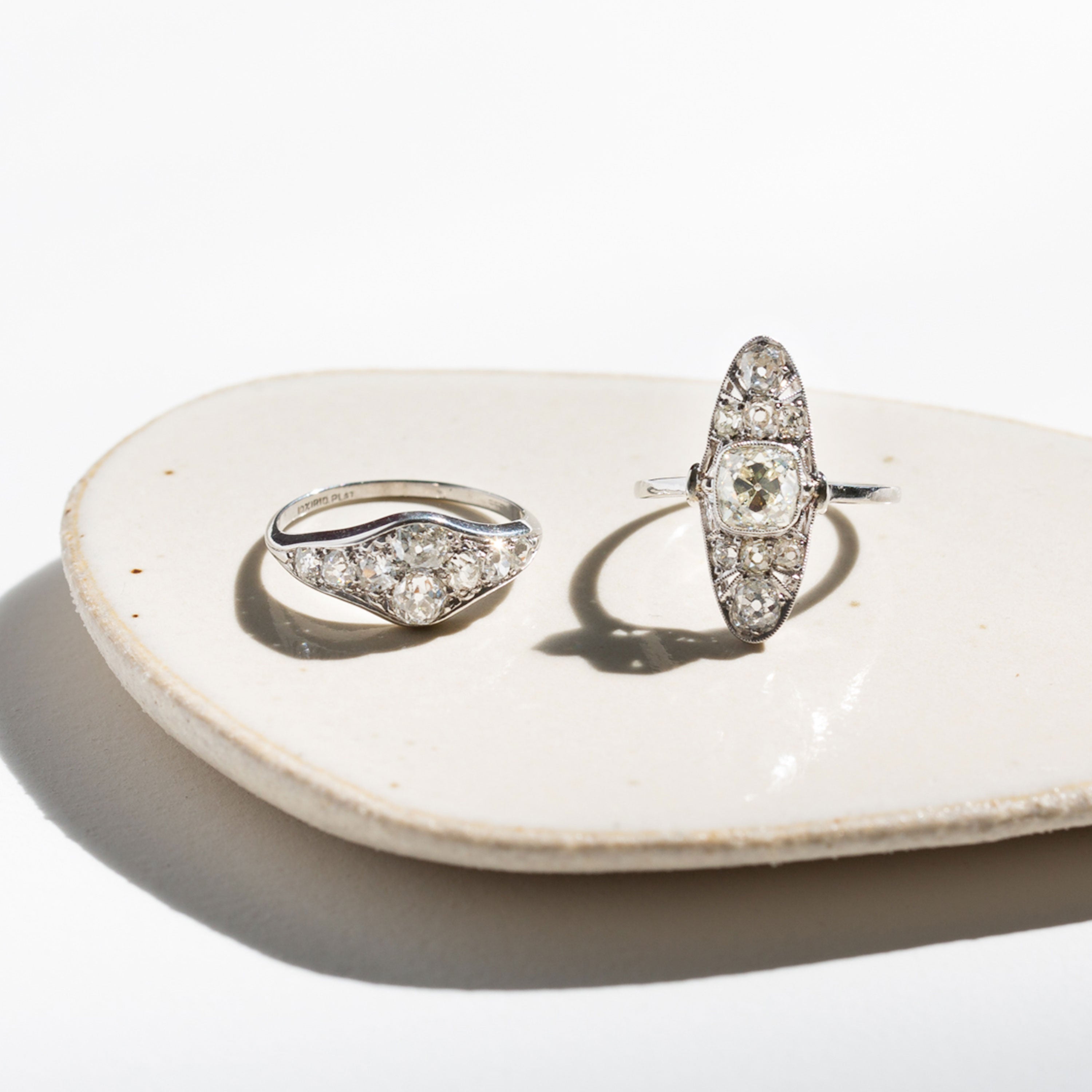 Art Deco Old Mine Cut Diamond And Platinum Ring