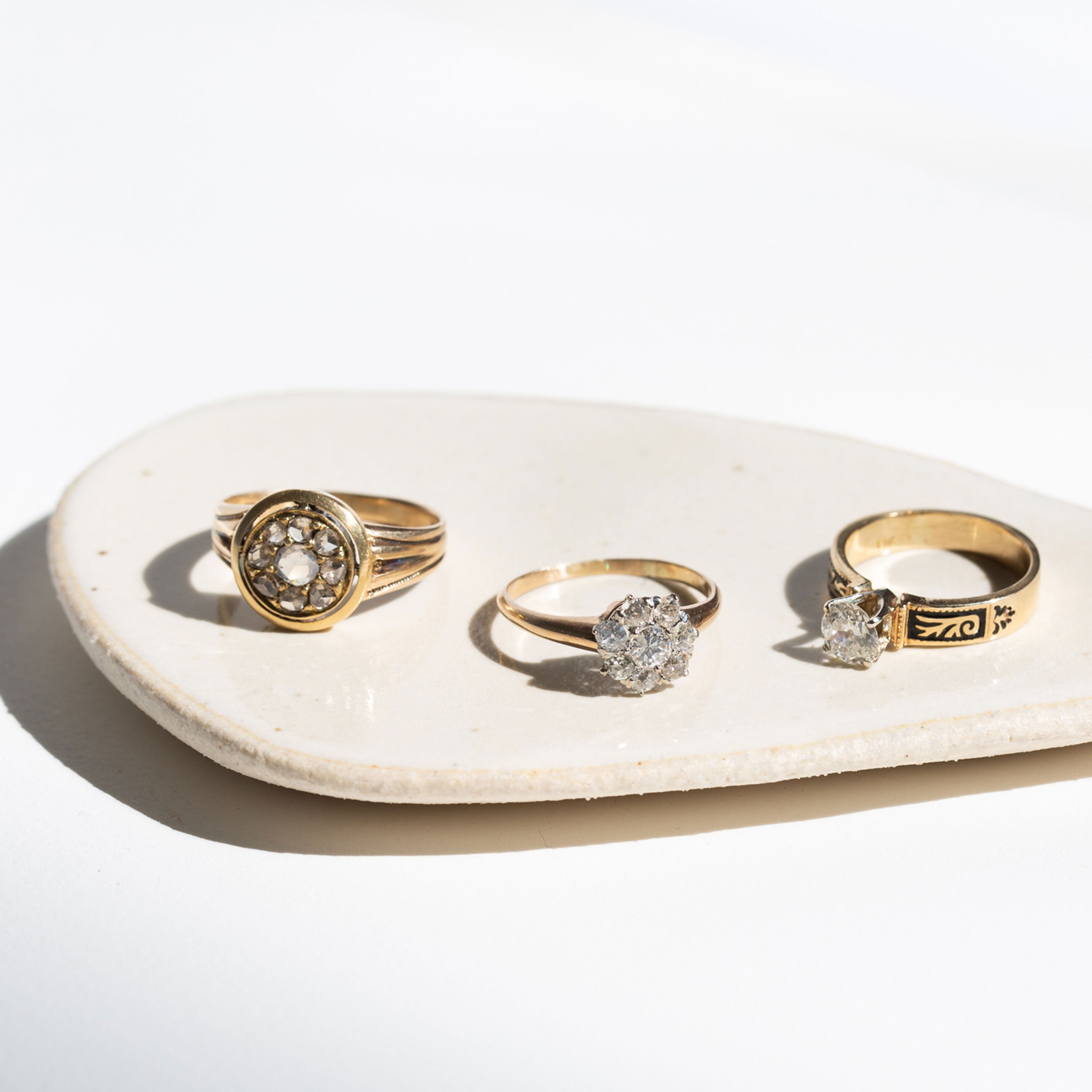 Victorian Rose Cut Diamond Cluster 14k Gold Ring