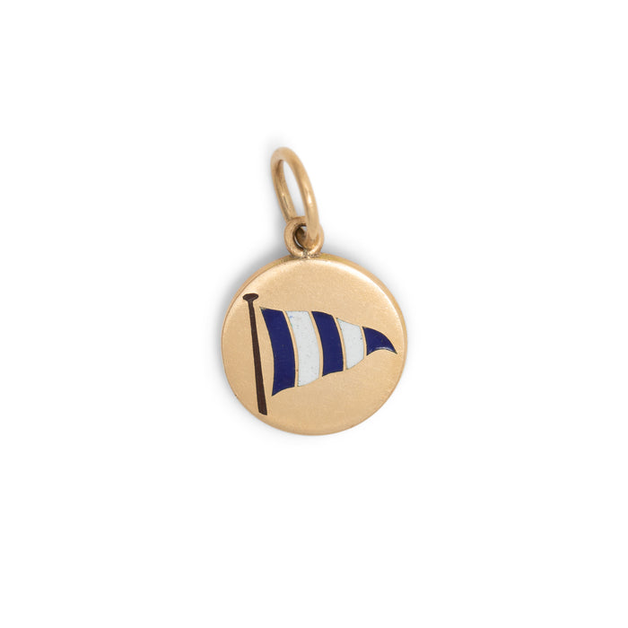 Enamel Flag And 14k Gold Disc Charm