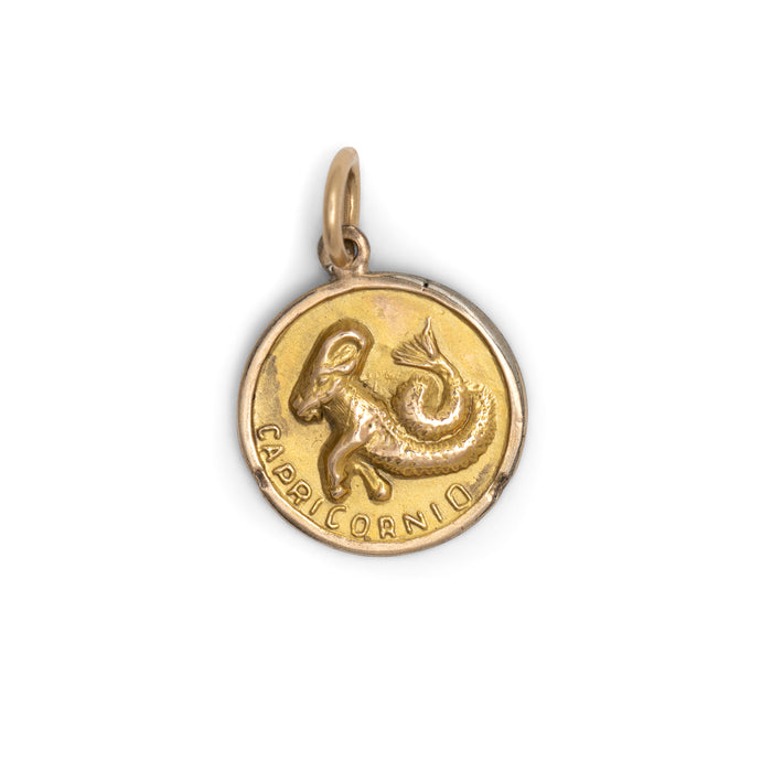 Capricorn 14k Gold Charm With Aztec Calendar