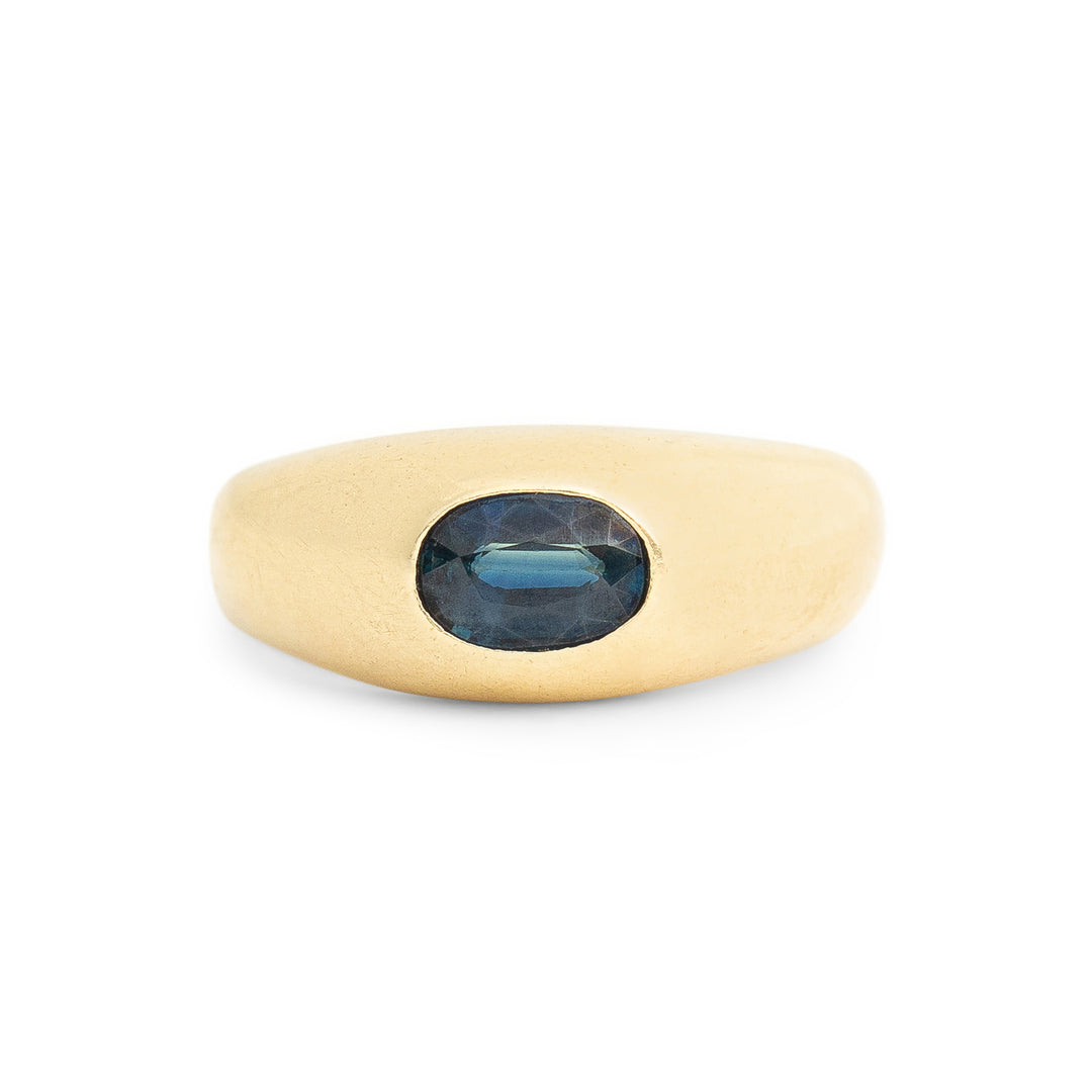 Dome With Sapphire 14k Gold Ring