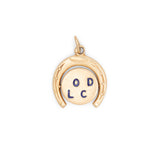 "Good Luck" Horseshoe 14K Gold and Enamel Spinner Charm