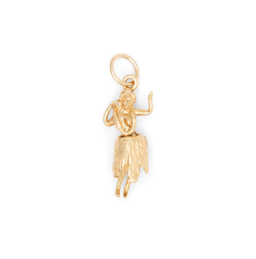 Movable Hula Dancer 14K Gold Charm