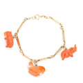 Victorian 14k Gold And Coral Animal Charm Bracelet