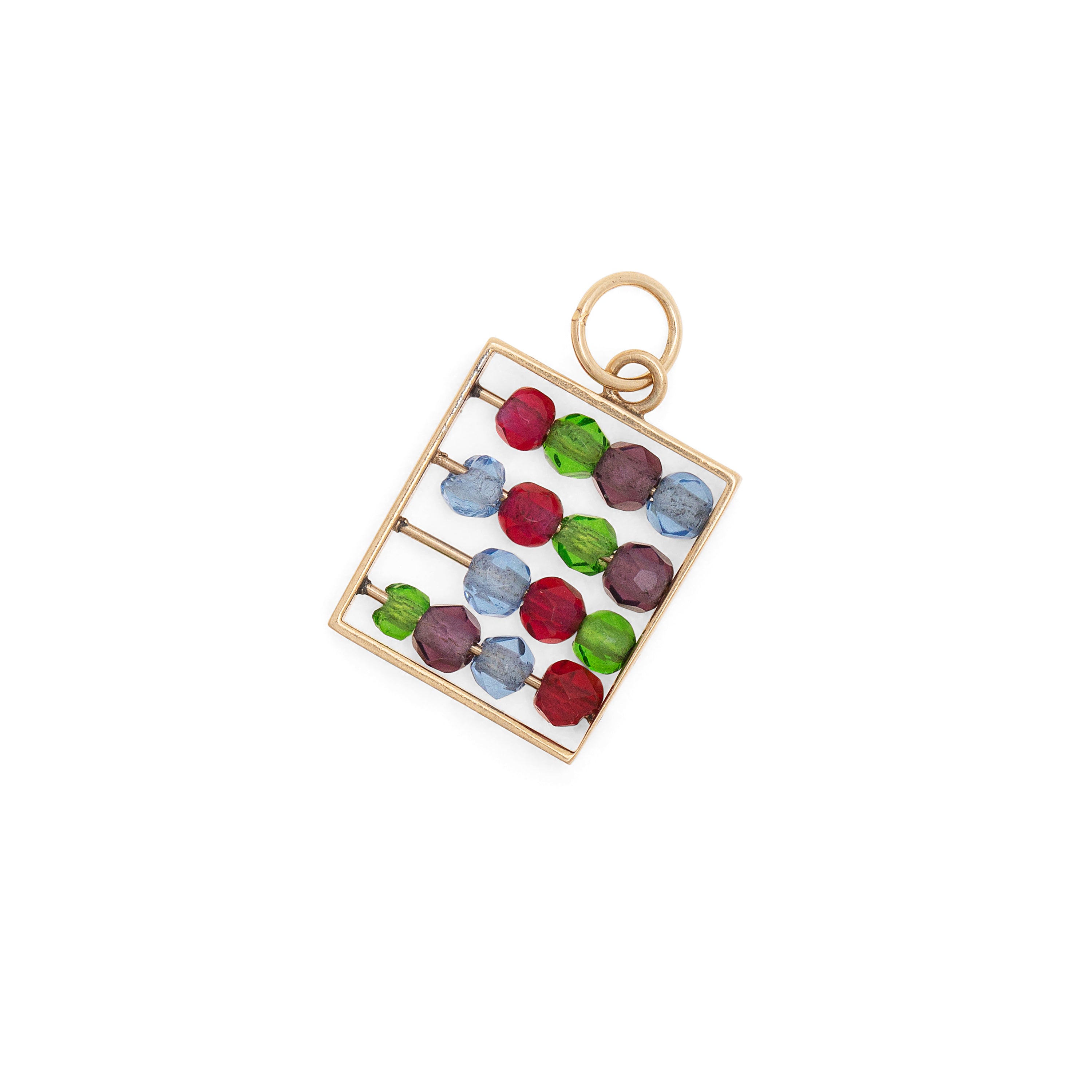 Movable Abacus 14K Gold and Plastic Bead Charm
