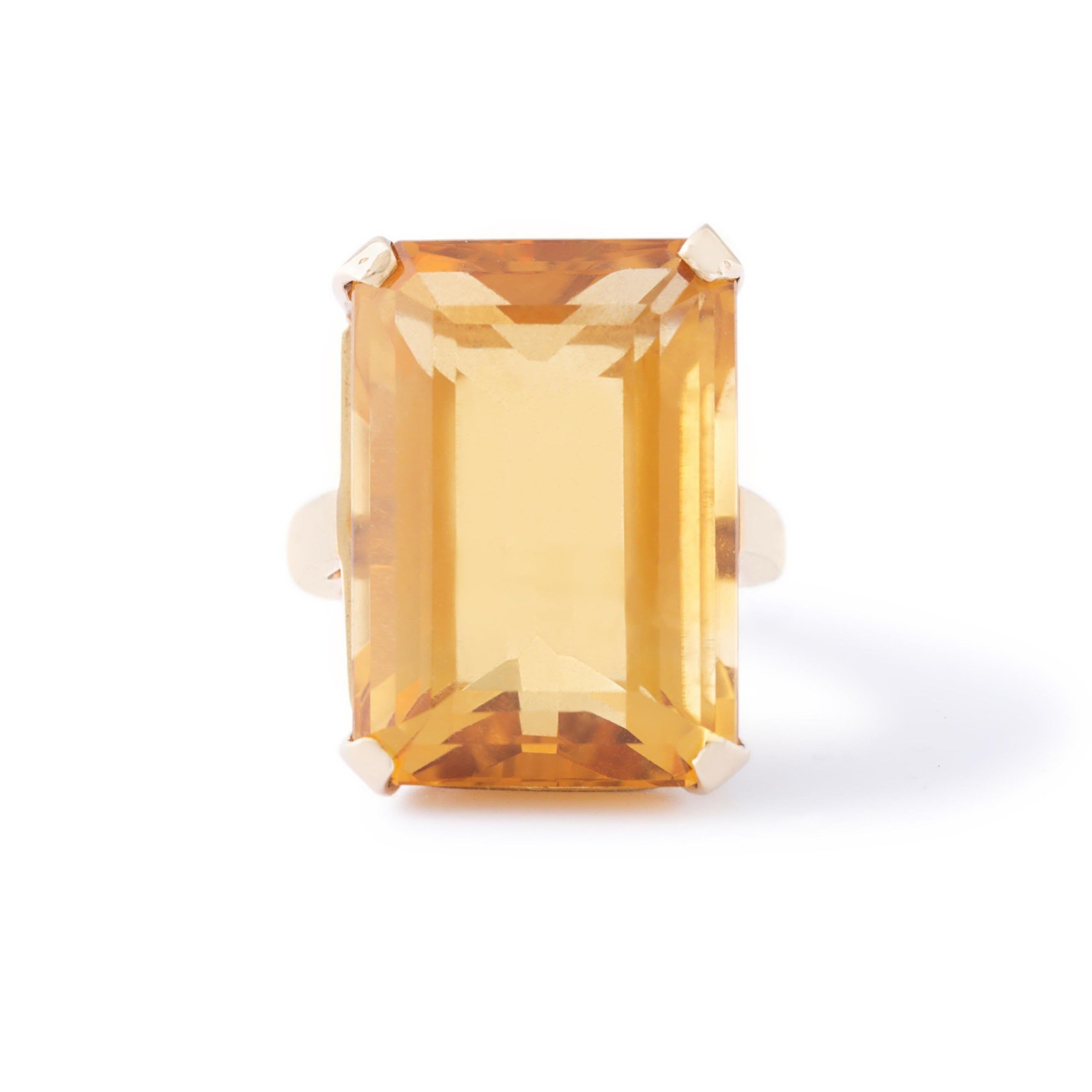Large Citrine and 14k Gold Cocktail Ring